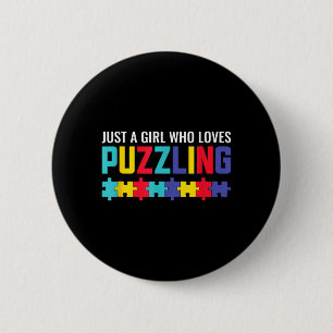 A Girl Who Loves Puzzling Puzzle Puzzle Horror 6 Cm Round Badge