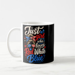 A Girl Who Loves Red Patrio White Blue Patriotic Coffee Mug