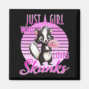 A Girl Who Loves Skunks Cute Pink Flower Animal Magnet