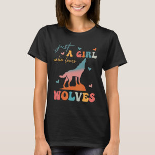 a Girl Who Loves wolves Watercolor Cute wolf T-Shirt