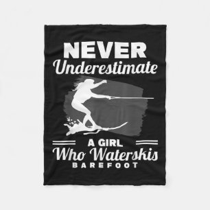 A Girl Who Waterskis Barefoot Water Skiing Wave Lo Fleece Blanket