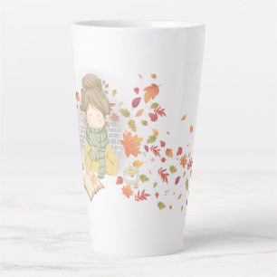 A Girl With A Cup Of Tea, And Flying Leaves