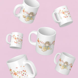 A Girl With A Cup Of Tea, And Flying Leaves