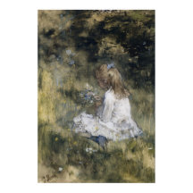 A Girl with Flower on the Grass (1878) 