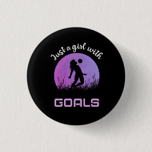 A girl with goals beautiful soccer 3 cm round badge