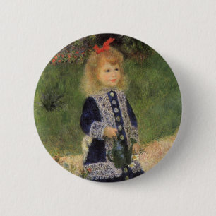 A Girl with Watering Can by Pierre Renoir 6 Cm Round Badge