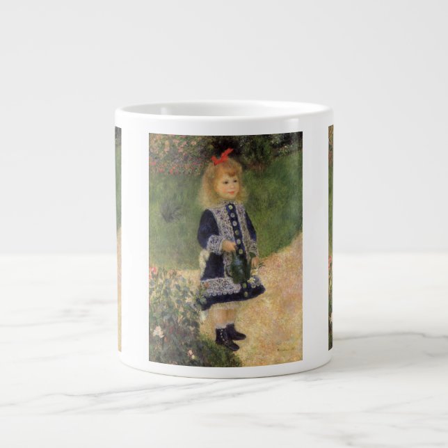 A Girl with Watering Can by Pierre Renoir Large Coffee Mug (Front)