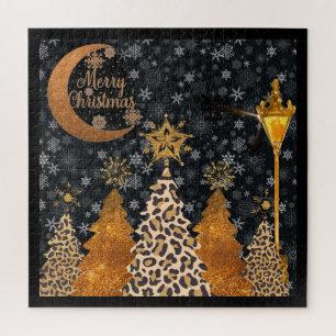 A Glamourous Wild Leopard Christmas Jigsaw Puzzle