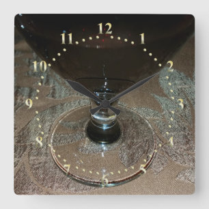 a glass of red wine square wall clock