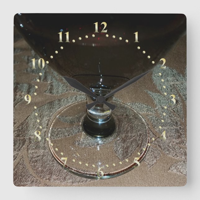 a glass of red wine square wall clock (Front)