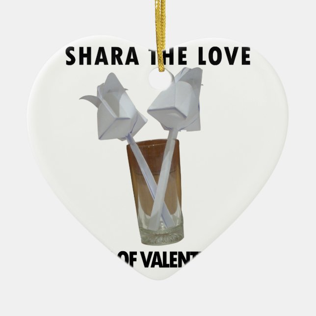 A glass of valentine peace. ceramic tree decoration (Front)