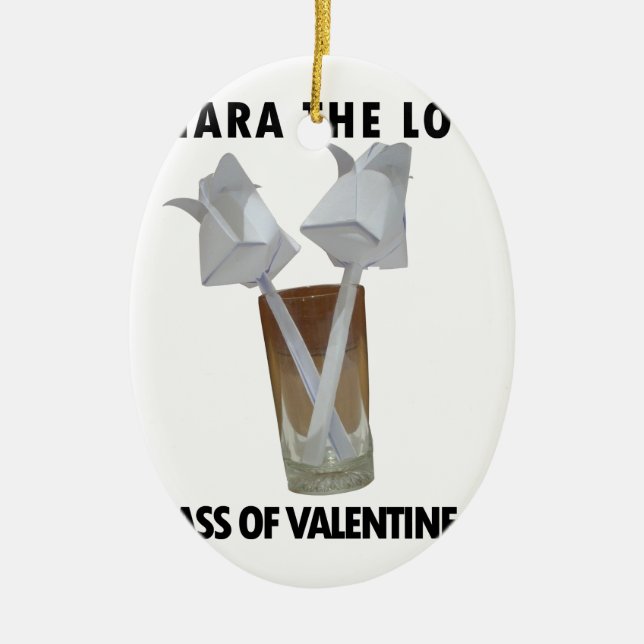 A glass of valentine peace. ceramic tree decoration (Front)