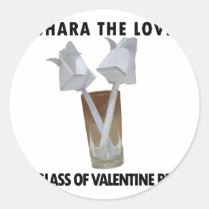 A glass of valentine peace. classic round sticker