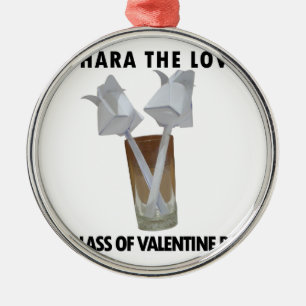 A glass of valentine peace. metal ornament