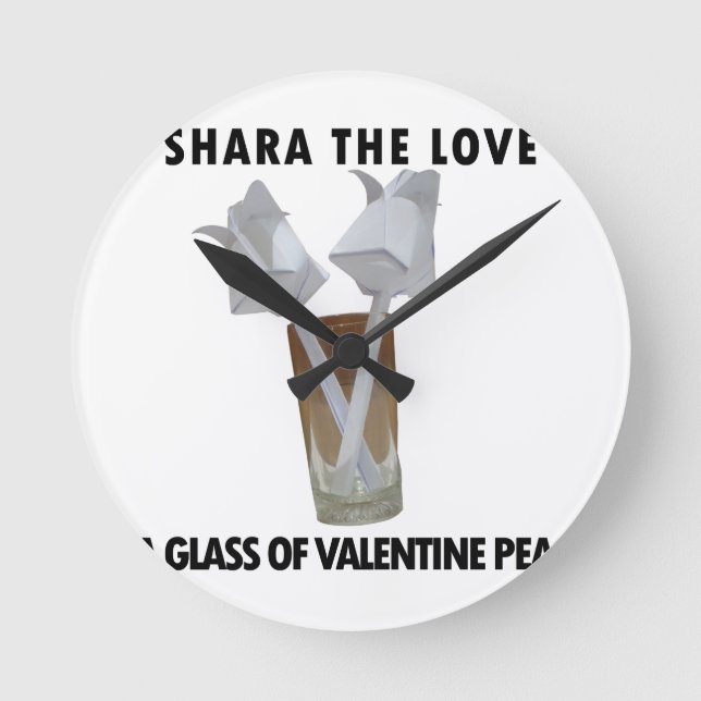 A glass of valentine peace. round clock (Front)