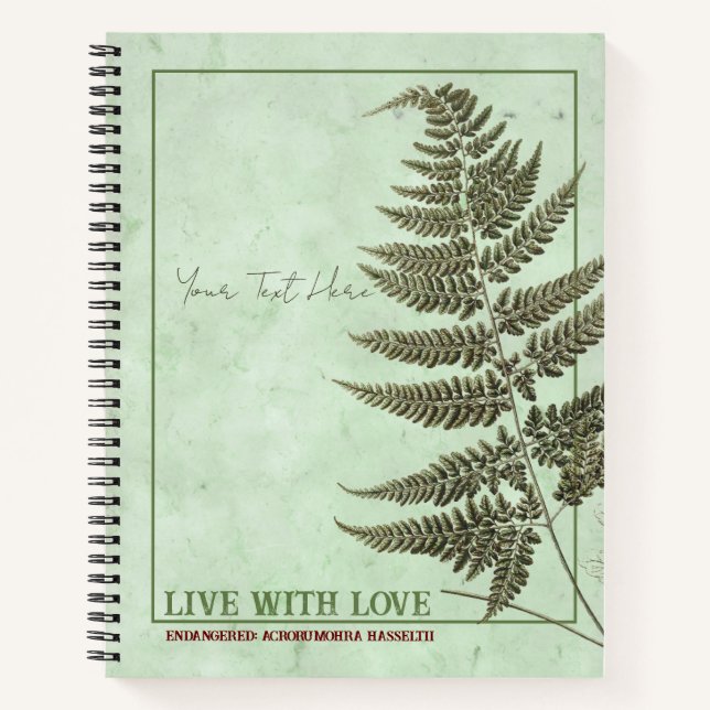 A Glimpse of the Wild: Acrorumohra hasseltii Fern Notebook (Front)