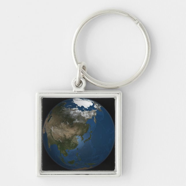A global view over Asia with Arctic sea ice Key Ring (Front)