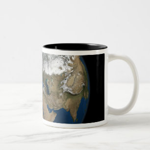 A global view over Europe and Scandinavia Two-Tone Coffee Mug