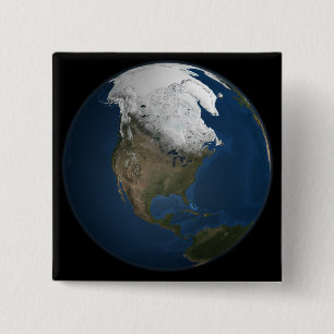 A global view over North America 15 Cm Square Badge