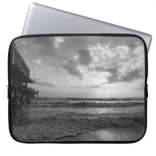 A Glorious Beach Morning Grayscale Laptop Sleeve