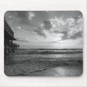 A Glorious Beach Morning Grayscale Mouse Pad