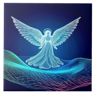 A Glowing Angel Standing on His Word Ceramic Tile