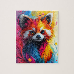 A glowing red panda with fractal fur jigsaw puzzle