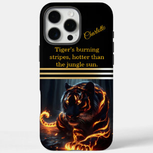 A glowing tiger prowls at night.  iPhone 16 pro max case