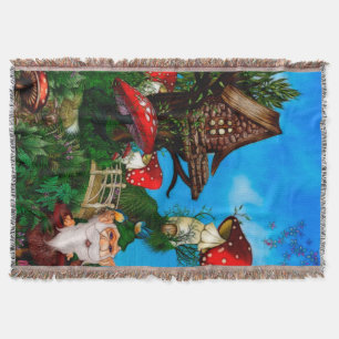 A Gnome for my Garden Fantasy Art Throw Blanket