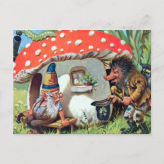 A Gnome Living in a Mushroom Cottage Postcard