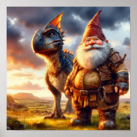 A Gnome Warrior posing with his Dragon