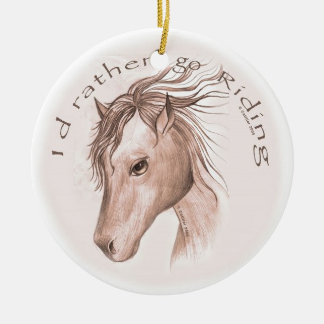 A Go Riding Horse Ceramic Tree Decoration (Front)