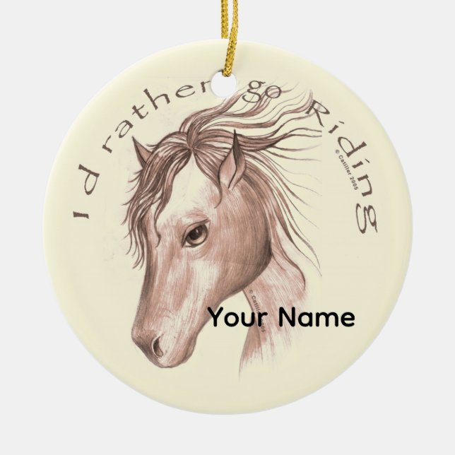 A Go Riding Horse Ceramic Tree Decoration (Front)
