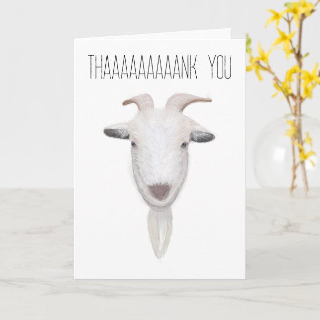 A Goat Thank You Card (Yellow Flower)
