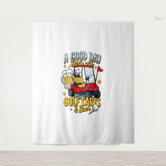 A God Day Starts with Golf Carts Tapestry (Front)