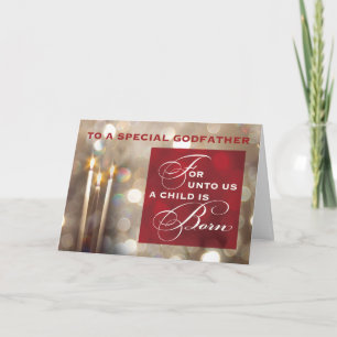 A Godfather Christmas Candles Child is Born Card