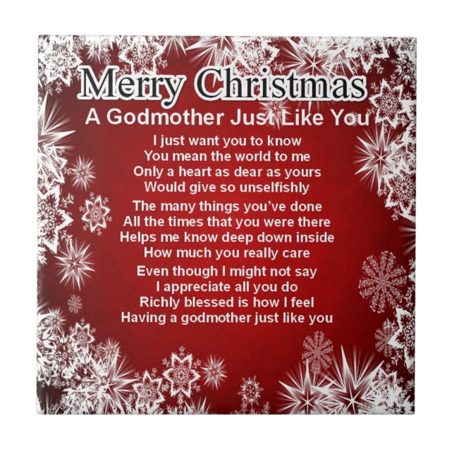 A godmother poem - christmas design ceramic tile (Front)