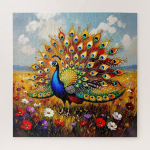 A Gold and Blue Peacock Jigsaw Puzzle