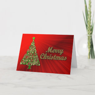 A gold and red Christmas card