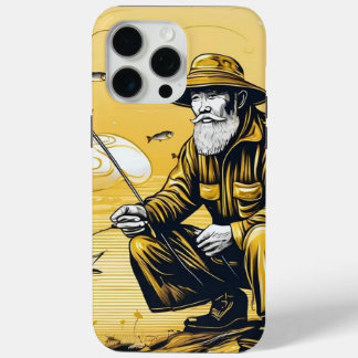 A gold fisherman iPhone 15 pro max case
