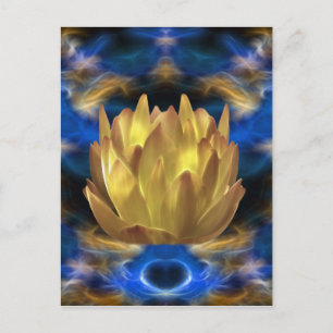 A gold lotus flower and reflections postcard