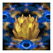 A gold lotus flower and reflections