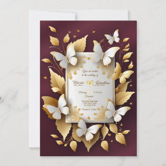 A Golden and Burgundy Wedding invitation card