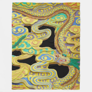 A Golden Dragon Stands Guard ath the City Gate Fleece Blanket