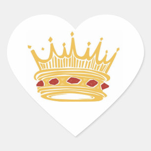 A Golden King's Crown With Jewels Wedding Hearts Heart Sticker