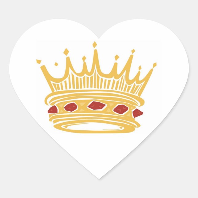 A Golden King's Crown With Jewels Wedding Hearts Heart Sticker (Front)