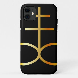 A golden Leviathan Cross or Sulfur symbol iPhone 11 Case