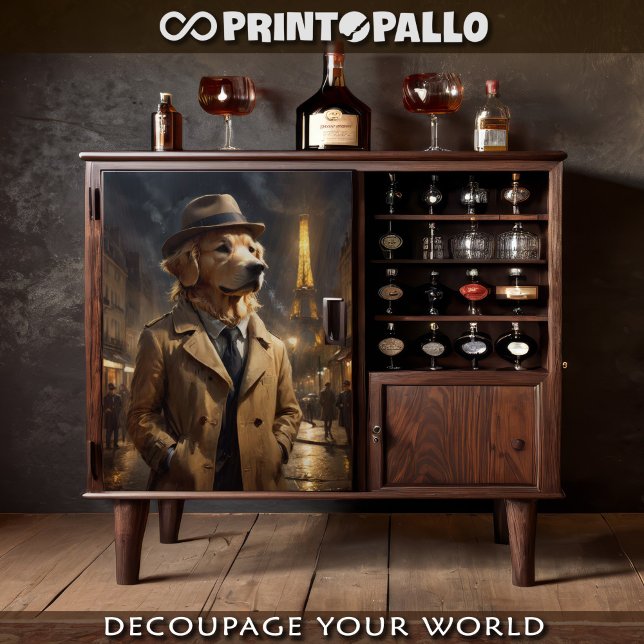 A Golden Retriever as a detective in Paris  Tissue Paper (Creator Uploaded)