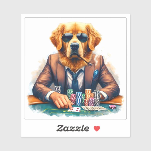 A Golden Retriever Dressed in a Suit Plays Poker (Sheet)