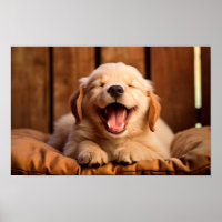 A Golden Retriever Puppy in Mid-Yawn AI Generated